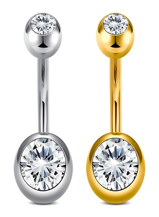 QWALIT حلقة السرة من كواليت - حلقات سرة من الفضة والفولاذ المقاوم للصدأ لثقب سرة المرأة - Image 1